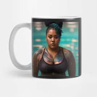 Summer Vibes, Curvy Summer, Beautiful Superwoman, Swimmer Athlete. Female are strong. Sticker Mug